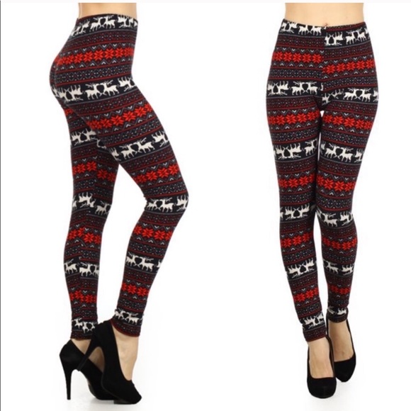⭐️NEW⭐️Reindeer Snowflakes Fair Isle Print Legging - Picture 2 of 2